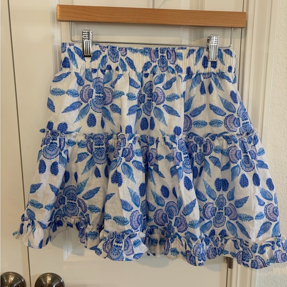 Hill House Home Blue Floral Ruffle Mini Skirt NWT Size M - Picture 2 of 8